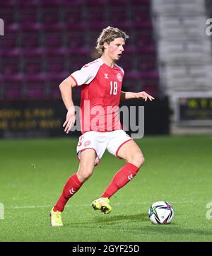 Tynecastle Park, Edinburgh .Schottland, Großbritannien. Oktober 2021. UEFA U-21 Championship Qualifier Schottland gegen Dänemark. Maurits Kjaergaard Denmark U-21 Credit: eric mccowat/Alamy Live News Stockfoto