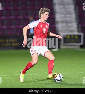 Tynecastle Park, Edinburgh .Schottland, Großbritannien. Oktober 2021. UEFA U-21 Championship Qualifier Schottland gegen Dänemark. Maurits Kjaergaard Denmark U-21 Credit: eric mccowat/Alamy Live News Stockfoto