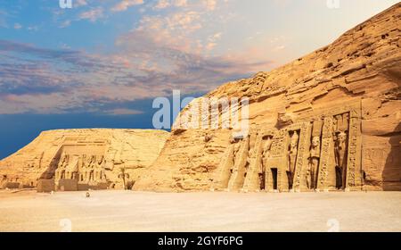 Abu Simbel, der kleine Tempel von Hathor und Nefertari, Ägypten. Stockfoto
