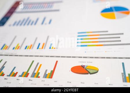 Diagramme Graphs Papier. Finanzentwicklung, Bankkonto, Statistiken, Investment Analytic Research Data Economy, Börse Business Office com Stockfoto