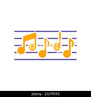 Notensymbole und Noten Vektor Glyphe Symbol. Melodie, klassische Musik, Sound Design. Graph Symbol für Musik und Sound Website und Apps Design, Logo, App, Stockfoto