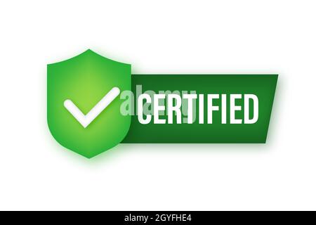 Zertifizierter Etikettenvektor isoliert auf weißem Hintergrund. Vektorgrafik Stock Vektor