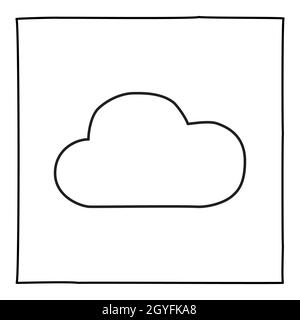 Doodle Cloud-Symbol oder -Logo, handgezeichnet mit dünner schwarzer Linie. Grafikdesign-Element auf weißem Hintergrund isoliert. Vektorgrafik Stockfoto