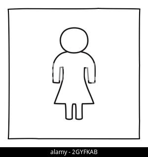 Doodle Mann oder geschlechtslose Person Symbol oder Logo, von Hand mit dünnen schwarzen Linie gezeichnet. Grafikdesign-Element auf weißem Hintergrund isoliert. Vektordarstellung Stockfoto