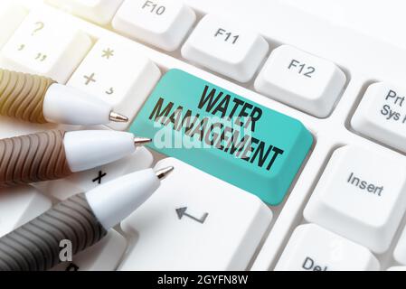 Schreiben Text anzeigen Wassermanagement, Business-Schaufenster optimale Nutzung der Wasserressourcen unter definierten Wasserrichtlinien Typisierung Zertifizierungsdokument C Stockfoto