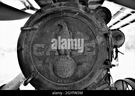 1912 J. I. Dampfzugmaschine für Gehäuse. Stockfoto