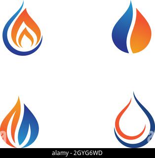 Feuer Flamme Logo Vorlage Vektor Icon Öl-, Gas- und Energiewirtschaft Logokonzept Stock Vektor