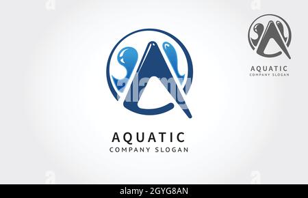 Aquatics Vector Logo Template ist ein für alle Arten von Unternehmen entwickelt. Es ist durch einfache Formen gemacht, obwohl sieht sehr professionell. Stock Vektor