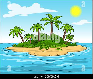 Cartoon Vektordarstellung einer tropischen Insel Stock Vektor