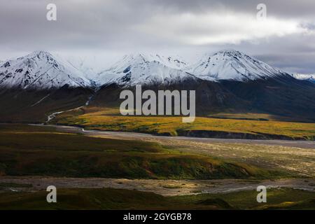 Blick auf die ALASKAN RANGE in der Nähe des Eielson Lookout bei Mile 66 - DENALI NATIONAL PARK Stockfoto