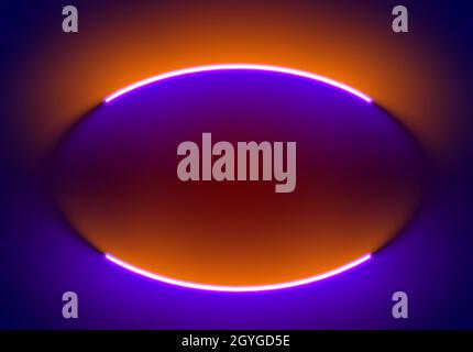 Neon Beleuchtung Hintergrund in Halloween-Stil. Abstrakte 80er oder Synthwave-Kulisse mit orangefarbener und violetter Lampe auf der Tapete Stock Vektor