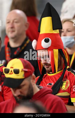 Turin, Italien, 7. Oktober 2021. Belgische Fans während des Spiels der UEFA Nations League im Juventus-Stadion in Turin. Bildnachweis sollte lauten: Jonathan Moscrop / Sportimage Stockfoto