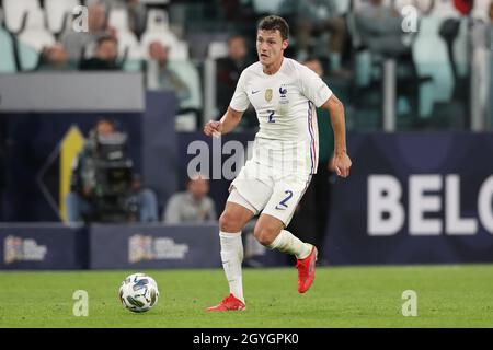 Turin, Italien, 7. Oktober 2021. Benjamin Pavard von Frankreich während des Spiels der UEFA Nations League im Juventus-Stadion in Turin. Bildnachweis sollte lauten: Jonathan Moscrop / Sportimage Stockfoto