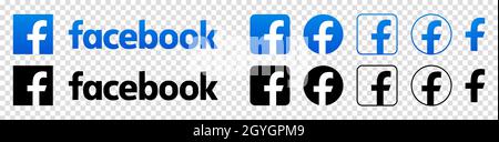 Vinnytsia, Ukraine - 7. Oktober 2021: Facebook Vector Button Set. Editorial Icons isoliert auf transparentem Hintergrund Stock Vektor