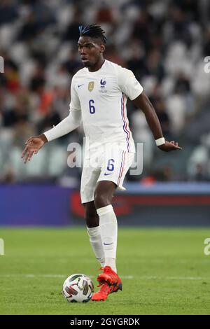 Turin, Italien, 7. Oktober 2021. Paul Pogba aus Frankreich während des Spiels der UEFA Nations League im Juventus-Stadion in Turin. Bildnachweis sollte lauten: Jonathan Moscrop / Sportimage Stockfoto