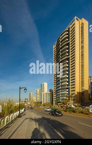 LIBANON, BEIRUT, RAS BEYROUTH, GENERAL DE GAULLE AVENUE, CORNICHE BEIRUT Stockfoto