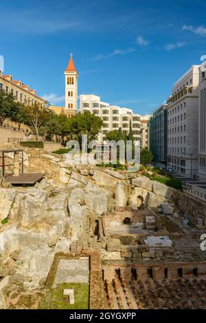 LIBANON, BEIRUT, MARFAA, ÜBERRESTE DER RÖMISCHEN BÄDER VON BEIRUT Stockfoto