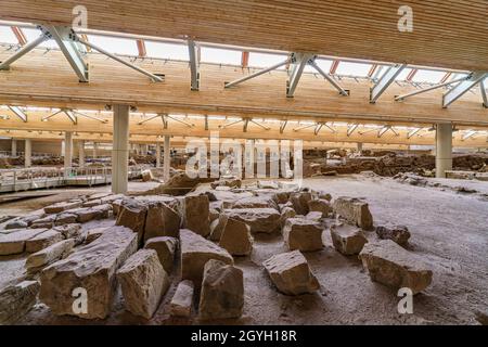 Das alte Akrotiri in Santorini, Griechenland Stockfoto