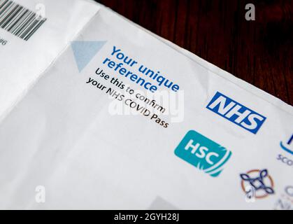 London. VEREINIGTES KÖNIGREICH. 10.07.2021. Ein nationaler Gesundheitsdienst Covid Pass. Stockfoto