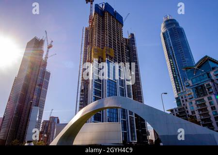 Bau des Park Hyatt London Hotels, Vauxhall, Nine Elms Development, London, Großbritannien. Stockfoto