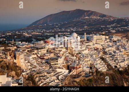 Thira, Panorama, Abendstimmung, Santorini, kykladen, Griechenland, Europa Stockfoto