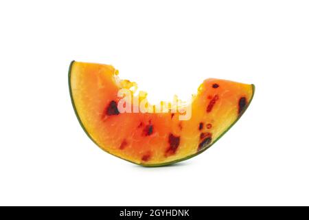 Leckere gegrillte Papaya isoliert auf weißem Hintergrund. Stockfoto