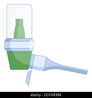 Medizinisches Symbol des Inhalators für Asthmatiker in flacher Form, isoliert auf weißem Hintergrund. Stock Vektor