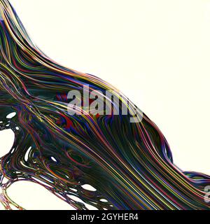 Mehrfarbige abstrakte Wellen in verdrehter Form für modisches Design. Isoliert auf weißem Hintergrund. Stockfoto