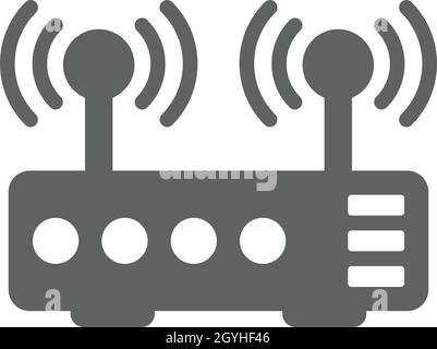 Verbindung, Router, WiFi-Symbol ist auf weißem Hintergrund isoliert. Verwendung für Grafik- und Webdesign oder kommerzielle Zwecke. Vektor-EPS-Datei. Stock Vektor