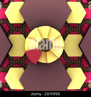 geometrisches 3D-Muster. Effekt aus mehreren Ebenen Stockfoto