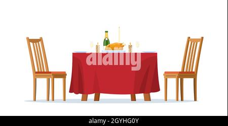 Familie Abendessen Weihnachtstisch. Stock Vektor