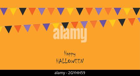 Happy halloween orange Hintergrund mit Party-Flagge Stock Vektor