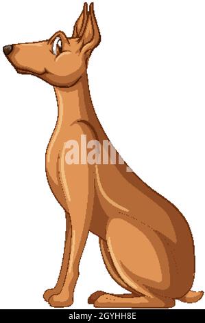 Dobermann pinscher Hund Cartoon auf weißem Hintergrund Illustration Stock Vektor