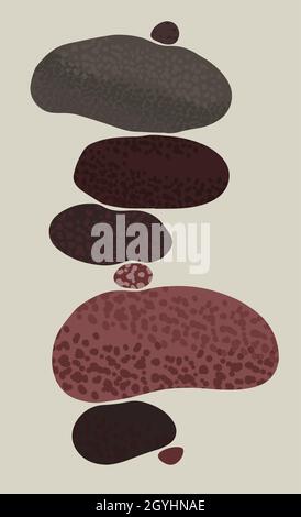 Pyramide aus balancierenden Steinen Zen Stein Illustration. Vektor minimalistisches Dekor Illustration Stock Vektor