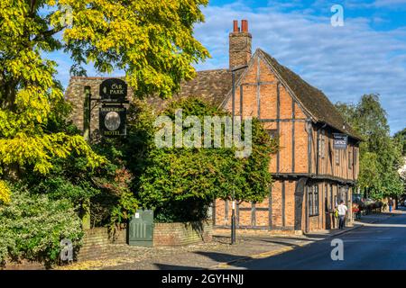 Das alte Gitterhaus an einem hellen Herbsttag mit blauem Himmel in King's Lynn, Norfolk. Mehr Details in Beschreibung.. Stockfoto