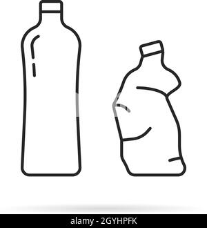 Ganze und zerknitterte dünne Linie Flasche Stock Vektor