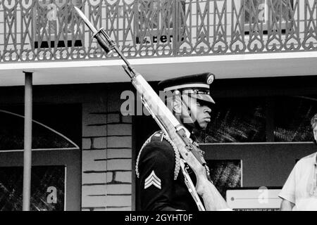 Die amerikanische Armee zeigt ihr Team auf dem Deutsch-Amerikanischen Volksfest in Berlin 1989 Stockfoto