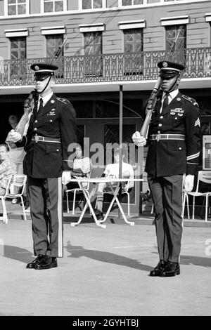 Die amerikanische Armee zeigt ihr Team auf dem Deutsch-Amerikanischen Volksfest in Berlin 1989 Stockfoto