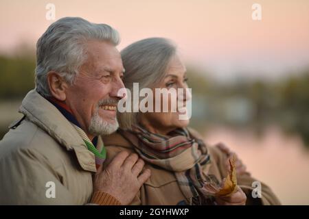 Porträt eines schönen kaukasischen Seniorenpaares Stockfoto