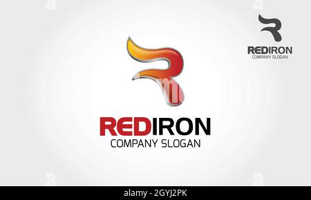 Red Iron Vector Logo-Vorlage. Logo-Vorlage „Letter R“. Eine moderne und professionelle Logo-Vorlage mit dem Buchstaben R. Stock Vektor