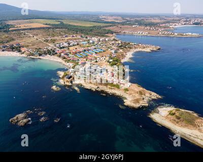 Luftaufnahme des Strandes von Arapya in der Nähe der Stadt Tsarevo, Burgas Region, Bulgarien Stockfoto