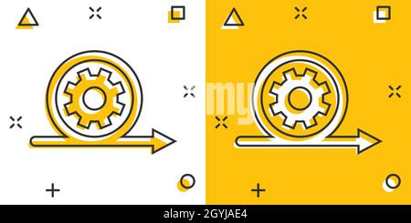 Agile Ikone im Comic-Stil. Flexible Cartoon Vektor-Illustration auf weißem isolierten Hintergrund. Pfeilzyklus Splash-Effekt Geschäftskonzept. Stock Vektor