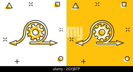 Agile Ikone im Comic-Stil. Flexible Cartoon Vektor-Illustration auf weißem isolierten Hintergrund. Pfeilzyklus Splash-Effekt Geschäftskonzept. Stock Vektor