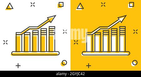 Diagramm-Symbol im Comic-Stil. Pfeil wachsen Cartoon Vektor Illustration auf weißem isolierten Hintergrund. Analyse Splash Effect Business Concept. Stock Vektor