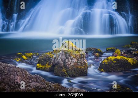 Der Gollinger wasserfall (manchmal auch Gollingfall oder Schwarzbachfall genannt) ist einer der schönsten Wasserfälle Österreichs, der sich an der Golling an der befindet Stockfoto