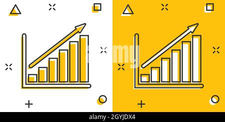 Diagramm-Symbol im Comic-Stil. Pfeil wachsen Cartoon Vektor Illustration auf weißem isolierten Hintergrund. Analyse Splash Effect Business Concept. Stock Vektor