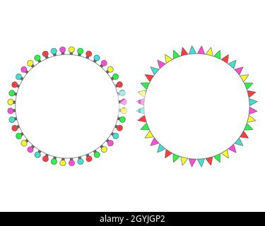 Kreis Weihnachten Girlande Lichter Vektor-Symbole gesetzt Stock Vektor