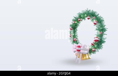 3d weihnachtskranz Österreich Flagge Rendering rechte Ansicht Stockfoto