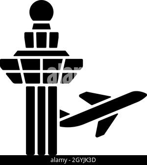 Changi Airport Control Tower, schwarzes Glyphen-Symbol Stock Vektor