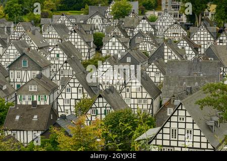 Drohnenansicht im Transkriptionsdorf Freudenburg auf Deutschland Stockfoto